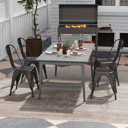Set of 4 Metal Dining Chairs with Removable Backrest Ergonomic Side Chairs in Gunmetal Finish