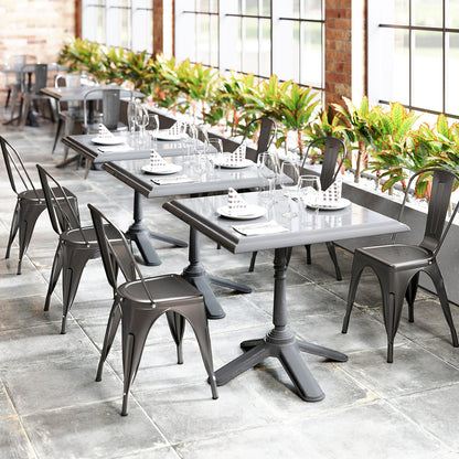 Set of 4 Metal Dining Chairs with Removable Backrest Ergonomic Side Chairs in Gunmetal Finish
