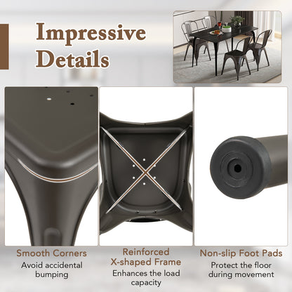 Set of 4 Metal Dining Chairs with Removable Backrest Ergonomic Side Chairs in Gunmetal Finish
