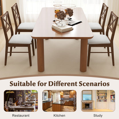Set of 2 Upholstered Dining Chairs with Rubber Wood Frame in Brown