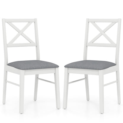 Set of 2 Upholstered Dining Chairs with Rubber Wood Frame in White