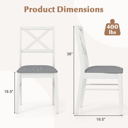 Set of 2 Upholstered Dining Chairs with Rubber Wood Frame in White