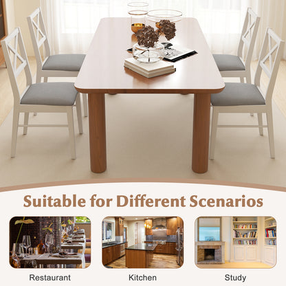 Set of 2 Upholstered Dining Chairs with Rubber Wood Frame in White