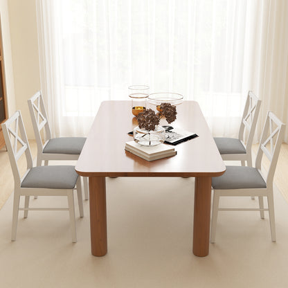 Set of 2 Upholstered Dining Chairs with Rubber Wood Frame in White
