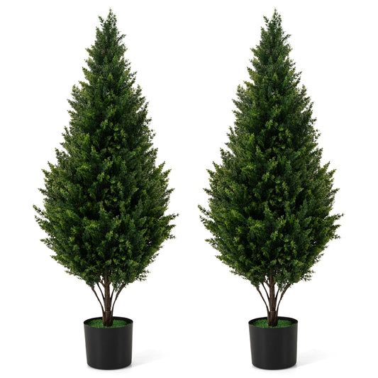 Set of 2 - 4 FT Artificial Topiary Trees for Indoor & Outdoor Home, Porch & Garden Decoration