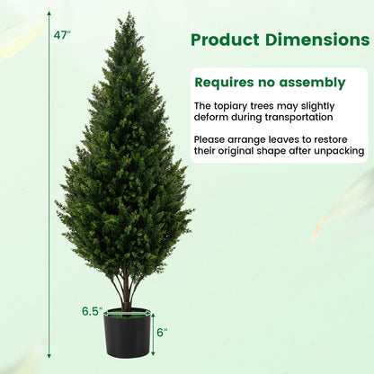 Set of 2 - 4 FT Artificial Topiary Trees for Indoor & Outdoor Home, Porch & Garden Decoration