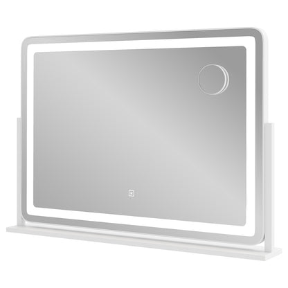 32 x 22 Inch LED Makeup Vanity Mirror with Adjustable 3 Color Lighting & 10X Magnification