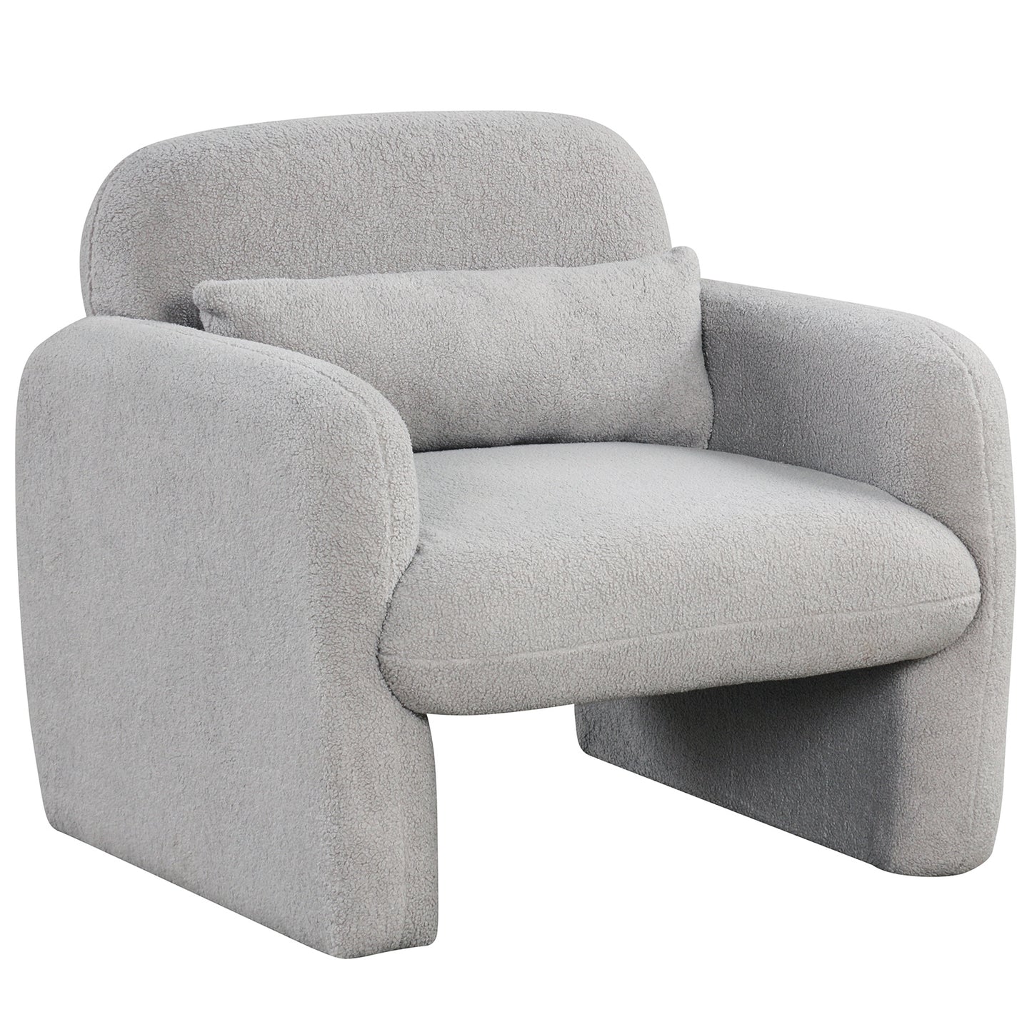 Cozy Boucle Accent Chair with Supportive Pillow and Curved Armrests in Grey
