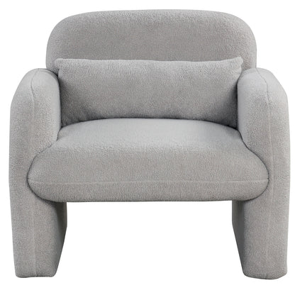 Cozy Boucle Accent Chair with Supportive Pillow and Curved Armrests in Grey