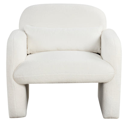 Cozy Boucle Accent Chair with Supportive Pillow and Curved Armrests in Beige