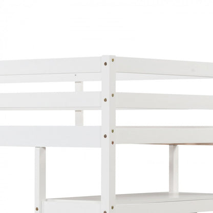 Multifunctional Twin Loft Bed with Desk, Storage Stairs, Shelves, and Safety Guardrails
