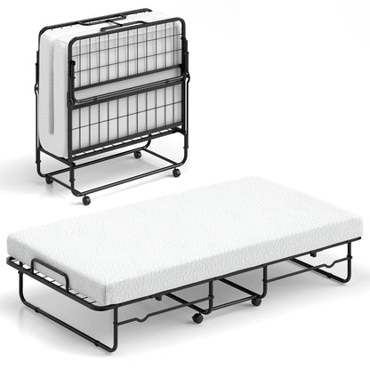 Heavy-Duty Twin Folding Bed with Memory Foam Mattress and Sturdy Metal Frame