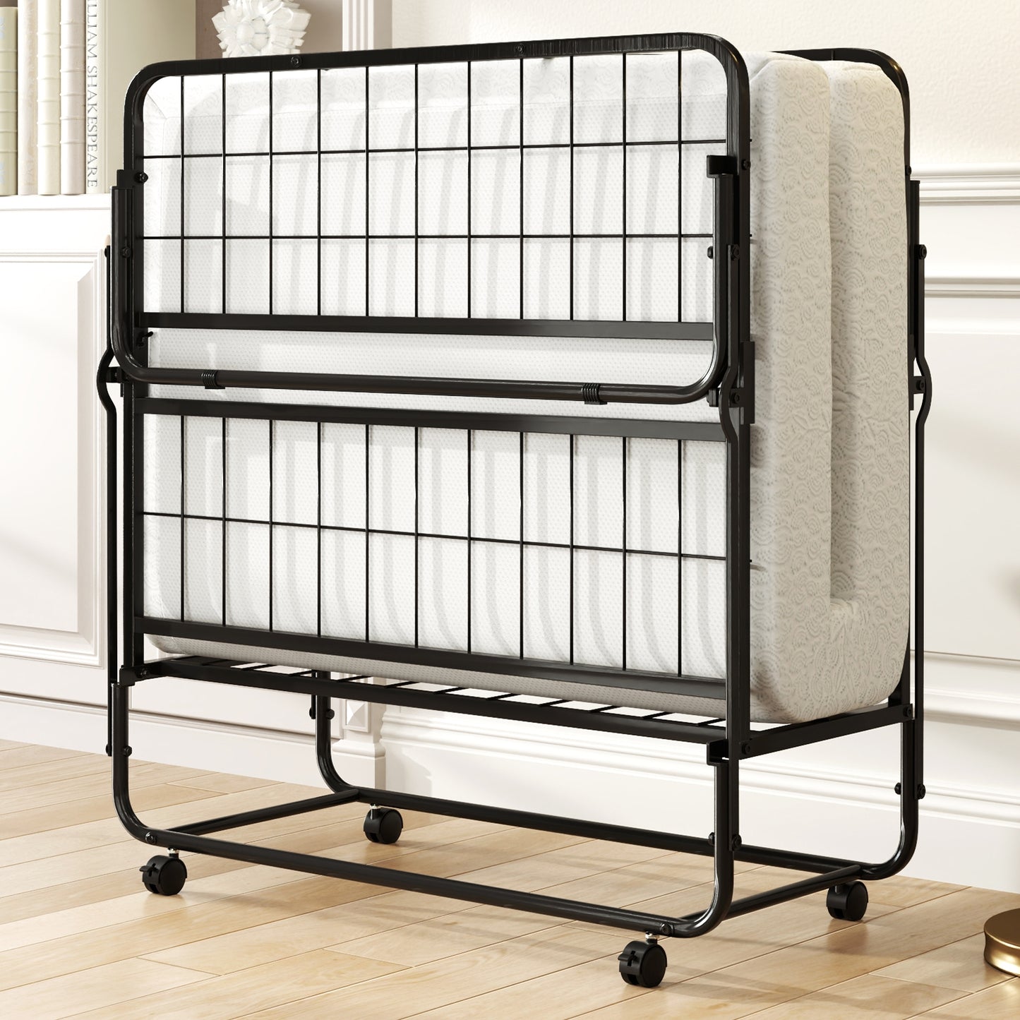 Heavy-Duty Twin Folding Bed with Memory Foam Mattress and Sturdy Metal Frame