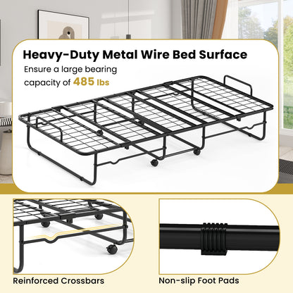 Heavy-Duty Twin Folding Bed with Memory Foam Mattress and Sturdy Metal Frame