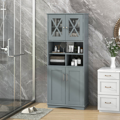 57 Inch Tall Storage Cabinet with Acrylic Doors, Adjustable Shelves, and Cabinets