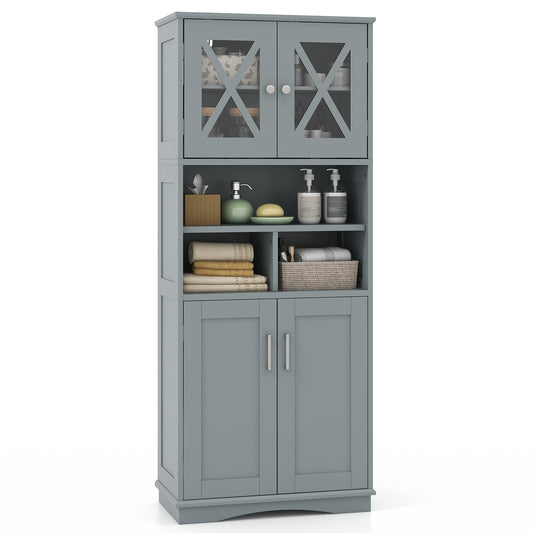 57 Inch Tall Storage Cabinet with Acrylic Doors, Adjustable Shelves, and Cabinets