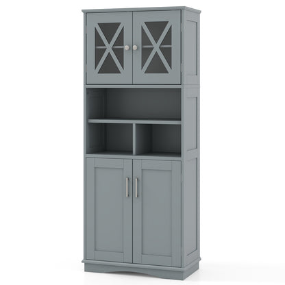 57 Inch Tall Storage Cabinet with Acrylic Doors, Adjustable Shelves, and Cabinets