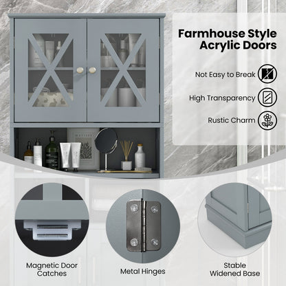 57 Inch Tall Storage Cabinet with Acrylic Doors, Adjustable Shelves, and Cabinets
