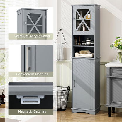 67" Tall Storage Cabinet with Adjustable Shelves and Acrylic Doors