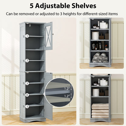 67" Tall Storage Cabinet with Adjustable Shelves and Acrylic Doors