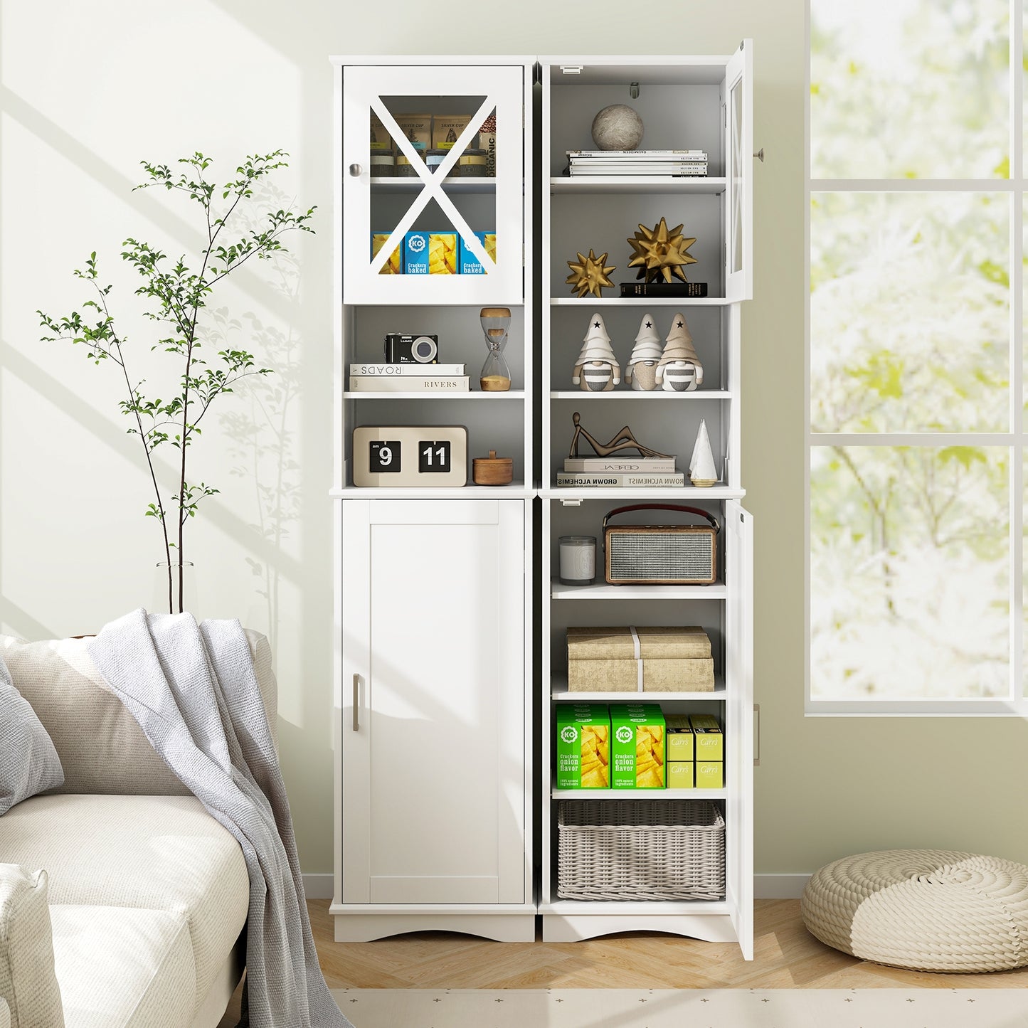 67" Tall Storage Cabinet with Adjustable Shelves and Acrylic Doors