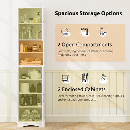 67" Tall Storage Cabinet with Adjustable Shelves and Acrylic Doors