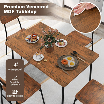 5 Piece Dining Set with Storage Rack and Metal Frame for Kitchen or Small Spaces