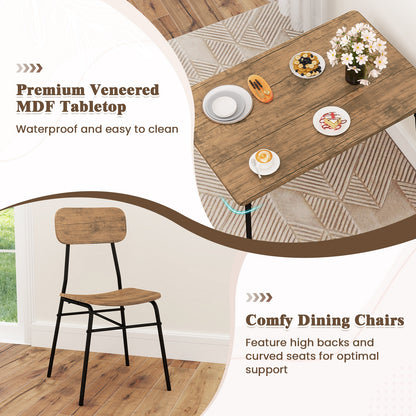 4 Piece Dining Set with Bench and 2 Chairs Metal Frame Modern Kitchen Table Furniture