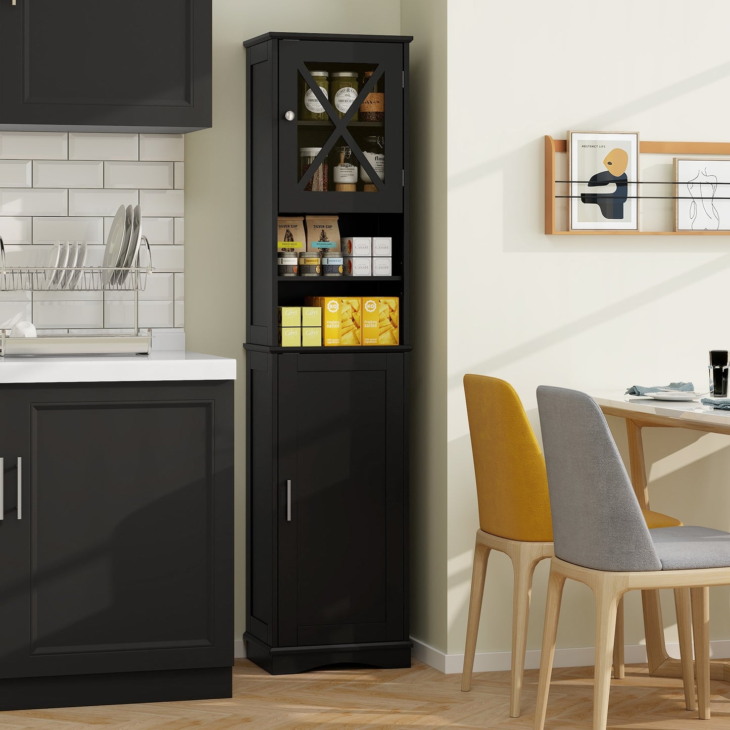 67" Tall Storage Cabinet with Adjustable Shelves and Acrylic Doors