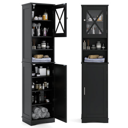 67" Tall Storage Cabinet with Adjustable Shelves and Acrylic Doors