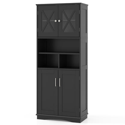 57 Inch Tall Storage Cabinet with Acrylic Doors, Adjustable Shelves, and Cabinets