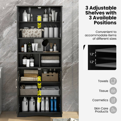 57 Inch Tall Storage Cabinet with Acrylic Doors, Adjustable Shelves, and Cabinets