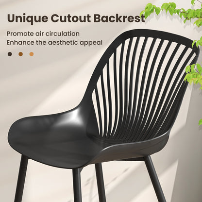 Modern Dining Chairs with Metal Legs Cutout Backrest and Curved Seat - Set of 4