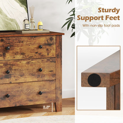 3-Drawer Storage Dresser Chest, Compact Bedside Table with Organizational Drawers – Rustic Brown