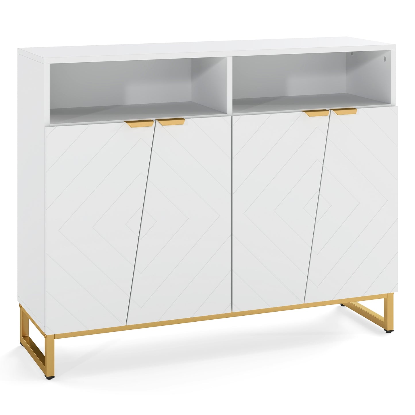 Contemporary 4-Door Storage Sideboard with Adjustable Shelves for Kitchen and Living Room