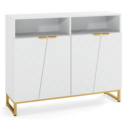 Contemporary 4-Door Storage Sideboard with Adjustable Shelves for Kitchen and Living Room