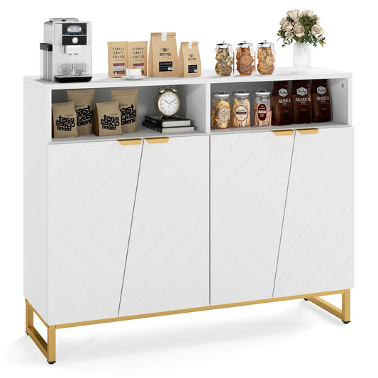 Contemporary 4-Door Storage Sideboard with Adjustable Shelves for Kitchen and Living Room