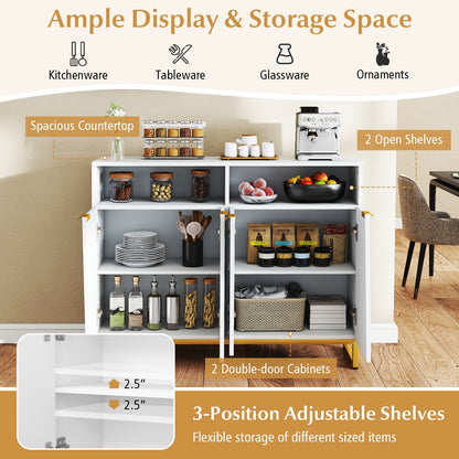 Contemporary 4-Door Storage Sideboard with Adjustable Shelves for Kitchen and Living Room