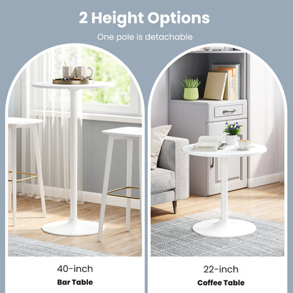 Round 40 Inch Bar Height Bistro Table Tall Coffee and Cocktail Table