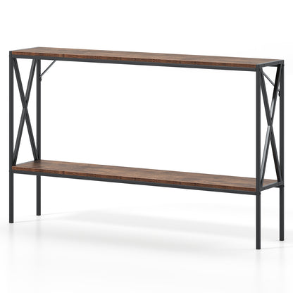 Slim 2-Tier Console Table with Storage Shelf for Entryway or Hallway