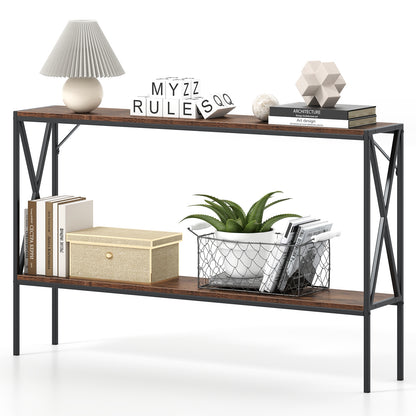 Slim 2-Tier Console Table with Storage Shelf for Entryway or Hallway