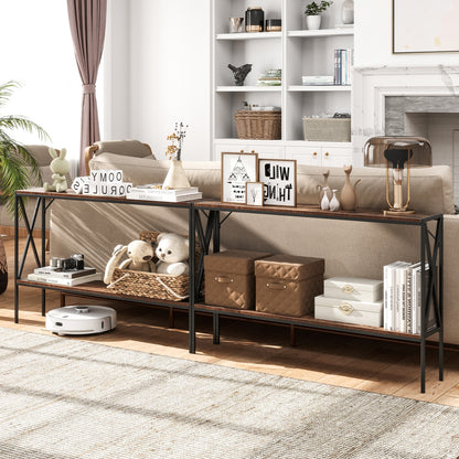 Slim 2-Tier Console Table with Storage Shelf for Entryway or Hallway