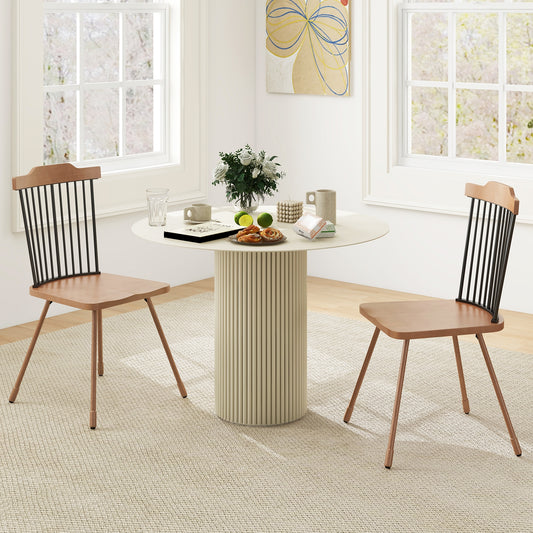 Spindle Back Dining Chairs with Ergonomic Contoured Seat for Comfort Set of 2