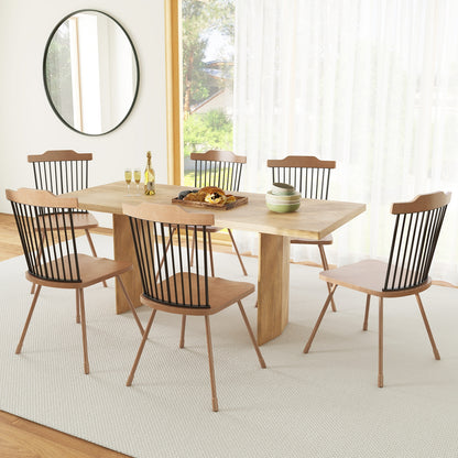 Spindle Back Dining Chairs with Ergonomic Contoured Seat for Comfort Set of 2