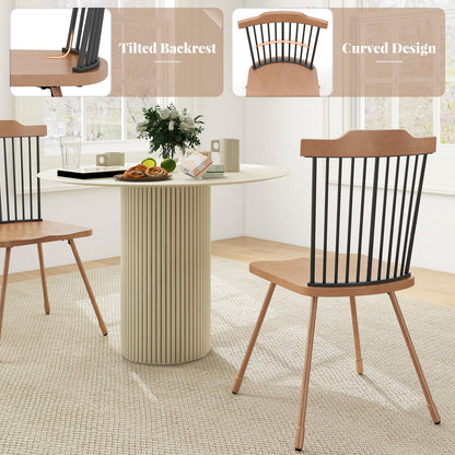 Spindle Back Dining Chairs with Ergonomic Contoured Seat for Comfort Set of 2