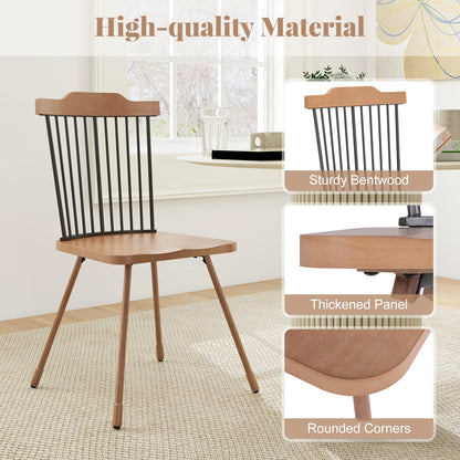 Spindle Back Dining Chairs with Ergonomic Contoured Seat for Comfort Set of 2