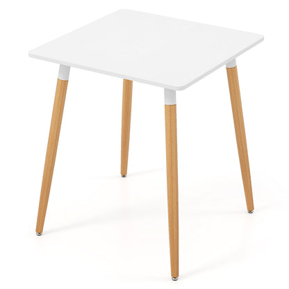 Modern Square Dining Table with Faux Wood Top and Metal Base for Small Spaces