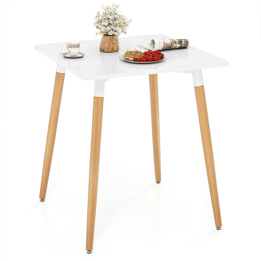 Modern Square Dining Table with Faux Wood Top and Metal Base for Small Spaces