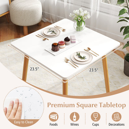Modern Square Dining Table with Faux Wood Top and Metal Base for Small Spaces