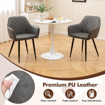 Comfortable Leisure Dining Chairs with Curved Backrest and Wide Seat - Grey, Set of 2